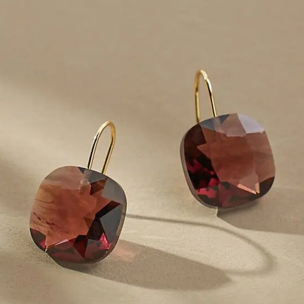 Anthropologie floating crystal drop earrings in claret